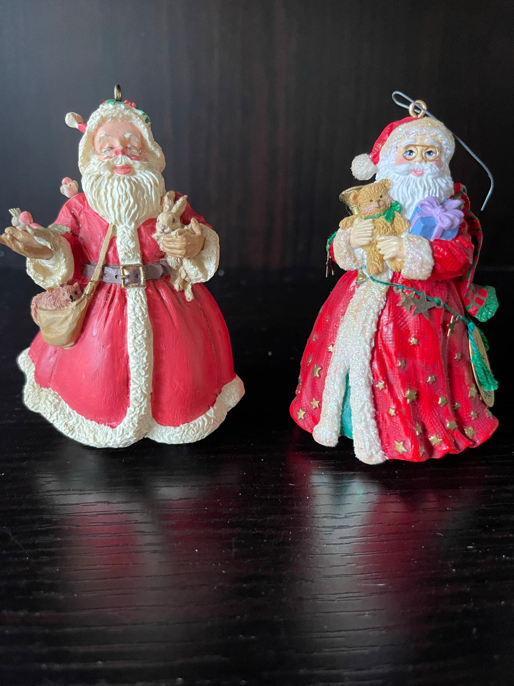 Two Classic Santa Ornaments