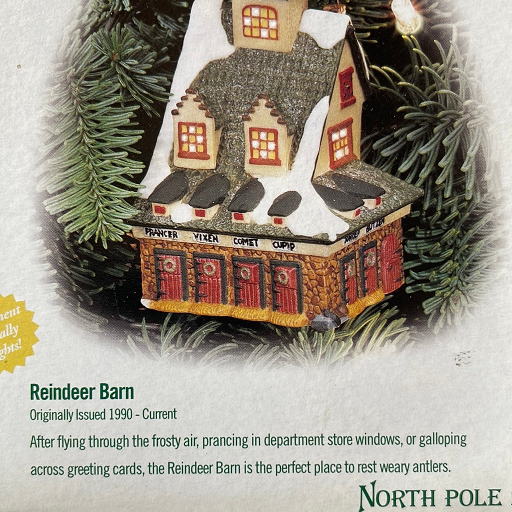 Reindeer Barn Lighted Ornament