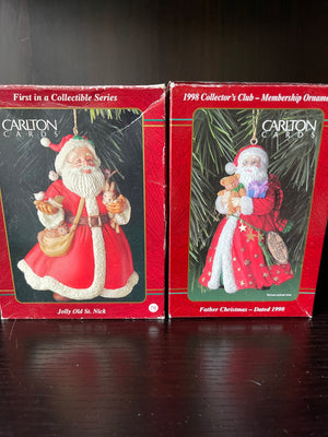 Two Classic Santa Ornaments